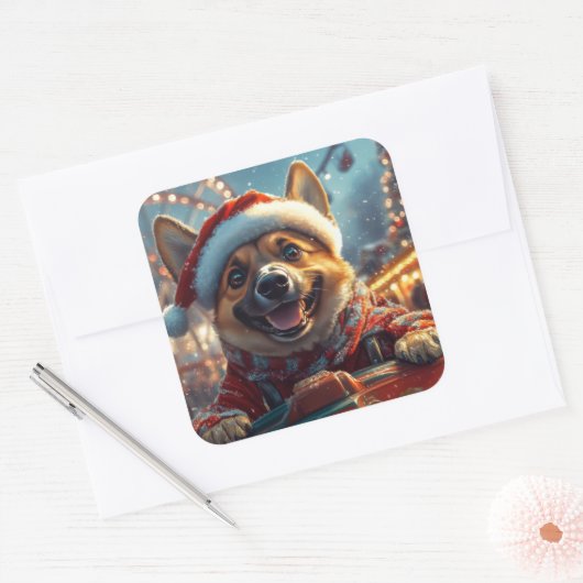 ベルギーのマリノイスドッグローラーコースタークリスマス スクエアシール (封筒)