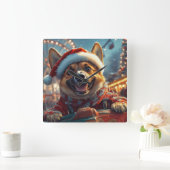 ベルギーのマリノイスドッグローラーコースタークリスマス スクエア壁時計 (ホーム)