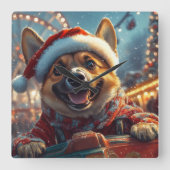 ベルギーのマリノイスドッグローラーコースタークリスマス スクエア壁時計 (正面)