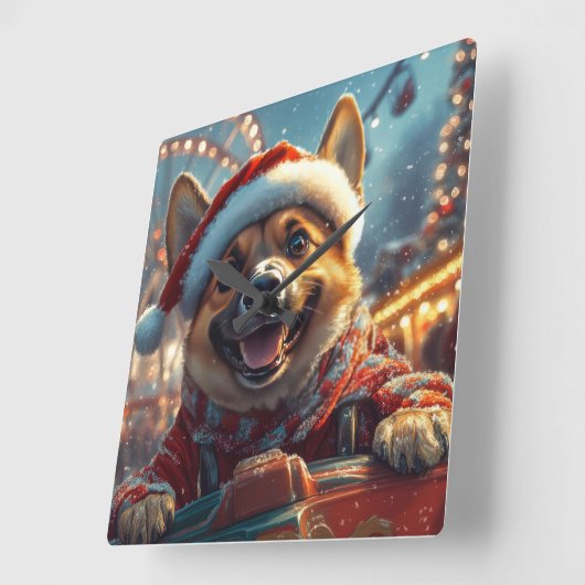 ベルギーのマリノイスドッグローラーコースタークリスマス スクエア壁時計 (傾斜)