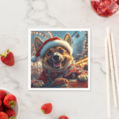 ベルギーのマリノイスドッグローラーコースタークリスマス スタンダードカクテルナプキン (インサイチュ)