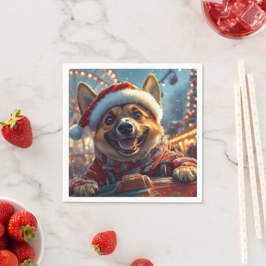 ベルギーのマリノイスドッグローラーコースタークリスマス スタンダードカクテルナプキン (インサイチュ)