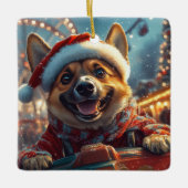 ベルギーのマリノイスドッグローラーコースタークリスマス セラミックオーナメント (正面)