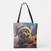 ベルギーのマリノイスドッグローラーコースタークリスマス トートバッグ (裏面)