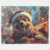 ベルギーのマリノイスドッグローラーコースタークリスマス フリースブランケット (正面(横))