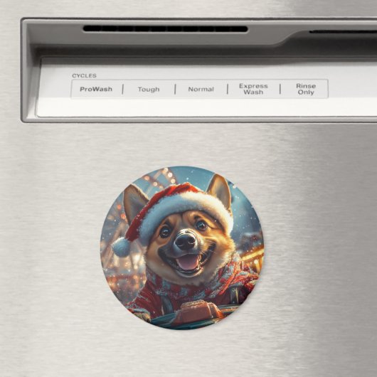 ベルギーのマリノイスドッグローラーコースタークリスマス マグネット (インサイチュ (食洗機))