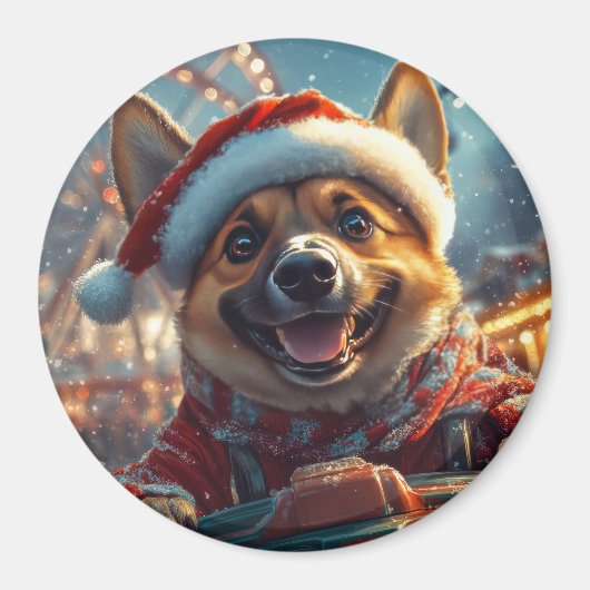 ベルギーのマリノイスドッグローラーコースタークリスマス マグネット (正面)