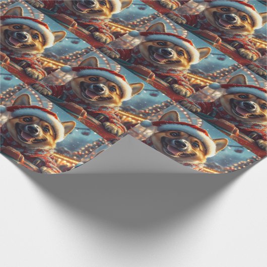 ベルギーのマリノイスドッグローラーコースタークリスマス ラッピングペーパー (角)