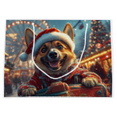 ベルギーのマリノイスドッグローラーコースタークリスマス ラージペーパーバッグ (正面)