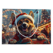 ベルギーのマリノイスドッグローラーコースタークリスマス ラージペーパーバッグ (裏面)