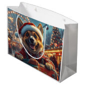 ベルギーのマリノイスドッグローラーコースタークリスマス ラージペーパーバッグ (裏面アングル)