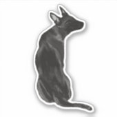 ベルギーのマリノイス水の色の犬の恋人ステッカー シール (正面)