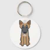 ベルギーのマリノイス犬の漫画 キーホルダー (正面)