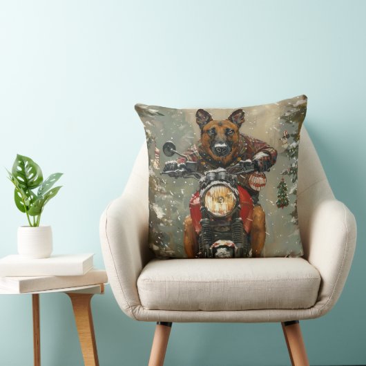 ベルギーのマリノイ犬オートバイのクリスマスに乗る クッション (椅子)