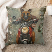 ベルギーのマリノイ犬オートバイのクリスマスに乗る クッション (ブランケット)