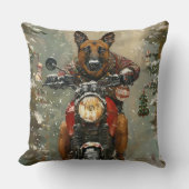 ベルギーのマリノイ犬オートバイのクリスマスに乗る クッション (正面)