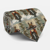 ベルギーのマリノイ犬オートバイのクリスマスに乗る ネクタイ (ロール)