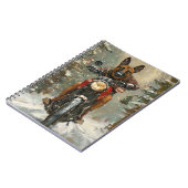 ベルギーのマリノイ犬オートバイのクリスマスに乗る ノートブック (左側)