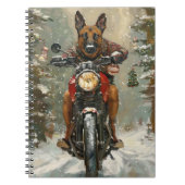 ベルギーのマリノイ犬オートバイのクリスマスに乗る ノートブック (正面)