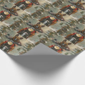 ベルギーのマリノイ犬オートバイのクリスマスに乗る ラッピングペーパー (角)