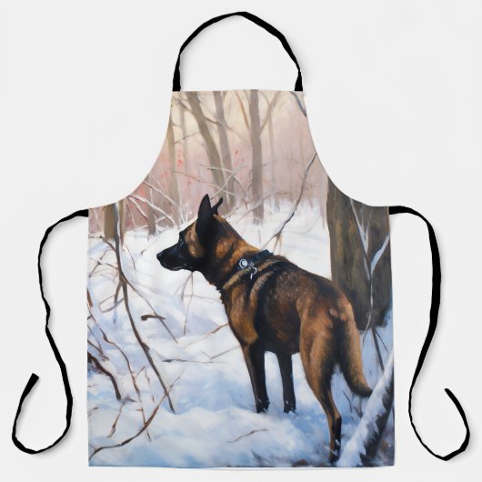 ベルギーのマリノワが雪のクリスマスを祝う エプロン (正面)
