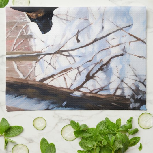 ベルギーのマリノワが雪のクリスマスを祝う キッチンタオル (折り畳み)