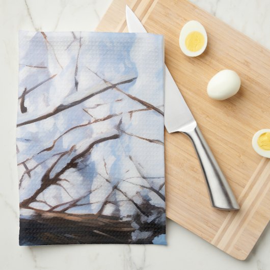 ベルギーのマリノワが雪のクリスマスを祝う キッチンタオル (四つ折り)