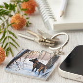 ベルギーのマリノワが雪のクリスマスを祝う キーホルダー (正面右)