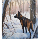 ベルギーのマリノワが雪のクリスマスを祝う シャワーカーテン (正面)