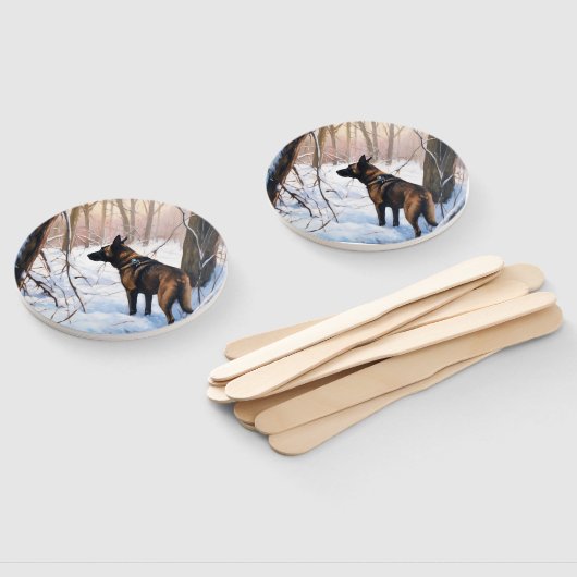 ベルギーのマリノワが雪のクリスマスを祝う ハンドファン (組立なし)