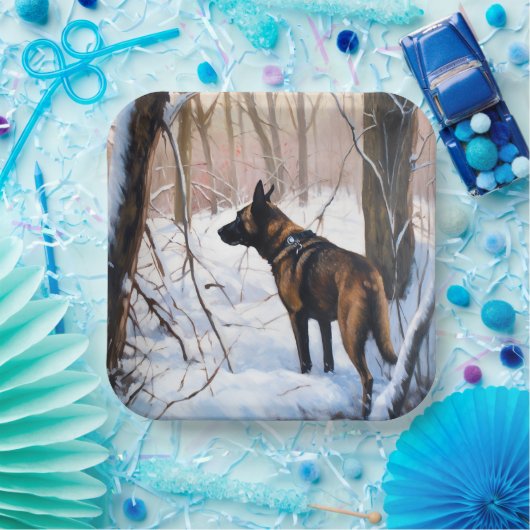 ベルギーのマリノワが雪のクリスマスを祝う ペーパープレート (パーティー)