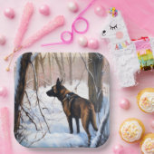 ベルギーのマリノワが雪のクリスマスを祝う ペーパープレート (パーティー)