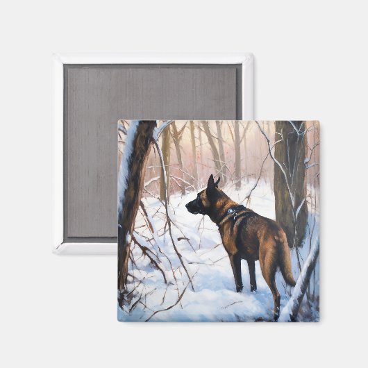 ベルギーのマリノワが雪のクリスマスを祝う マグネット (正面/裏面)