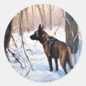 ベルギーのマリノワが雪のクリスマスを祝う ラウンドシール (正面)