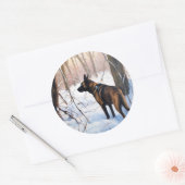 ベルギーのマリノワが雪のクリスマスを祝う ラウンドシール (封筒)