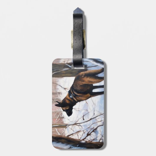 ベルギーのマリノワが雪のクリスマスを祝う ラゲッジタグ (裏面縦)