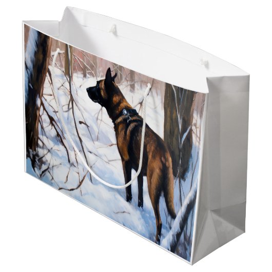 ベルギーのマリノワが雪のクリスマスを祝う ラージペーパーバッグ (裏面アングル)