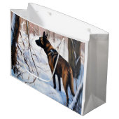 ベルギーのマリノワが雪のクリスマスを祝う ラージペーパーバッグ (正面アングル)