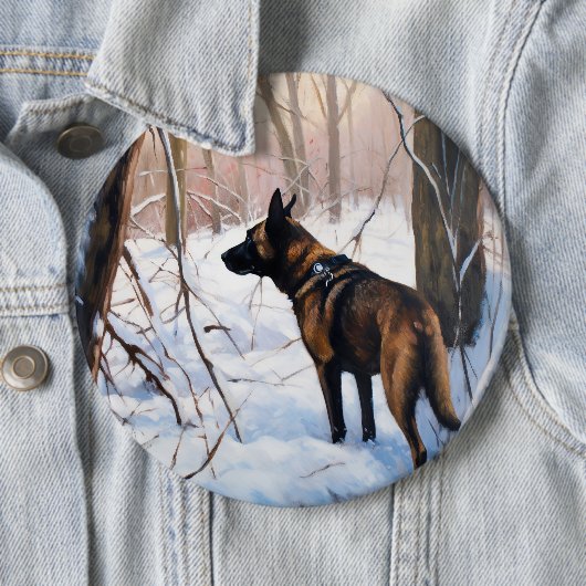 ベルギーのマリノワが雪のクリスマスを祝う 缶バッジ (インサイチュ)