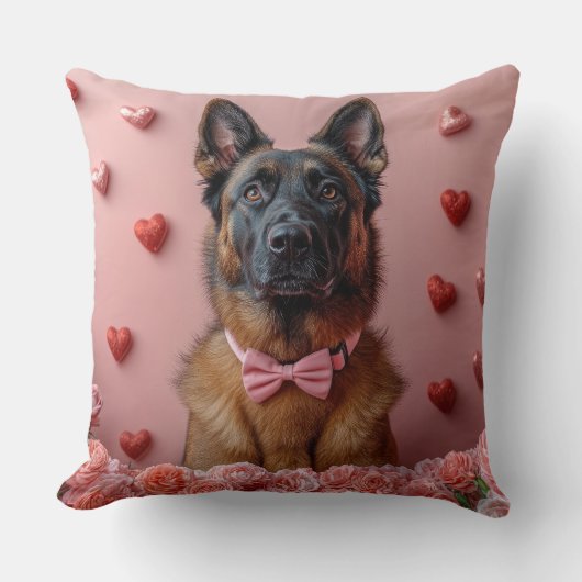 ベルギーのマリノワとバラ – バレンタインデー クッション (正面)