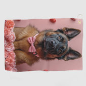 ベルギーのマリノワとバラ – バレンタインデー ゴルフタオル (横)