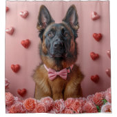 ベルギーのマリノワとバラ – バレンタインデー シャワーカーテン (正面)