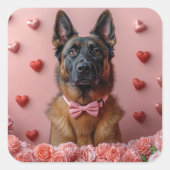 ベルギーのマリノワとバラ – バレンタインデー スクエアシール (正面)