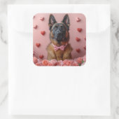 ベルギーのマリノワとバラ – バレンタインデー スクエアシール (バッグ)