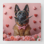 ベルギーのマリノワとバラ – バレンタインデー スクエア壁時計 (正面)