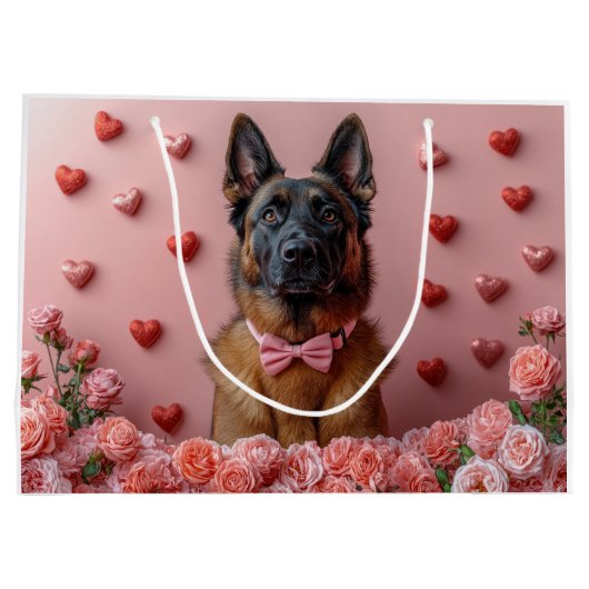 ベルギーのマリノワとバラ – バレンタインデー ラージペーパーバッグ (裏面)