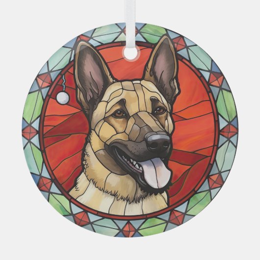 ベルギーのマリノワのステンドグラスのクリスマス ガラスオーナメント (正面)