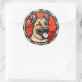 ベルギーのマリノワのステンドグラスのクリスマス ラウンドシール (バッグ)