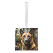 ベルギーのマリノワの名前2つの写真クリスマスホリデー キューブオーナメント (右)