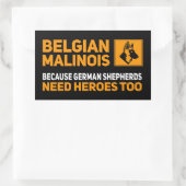 ベルギーのマリノワスドイツの羊飼いにもヒーローが必要 長方形シール (バッグ)